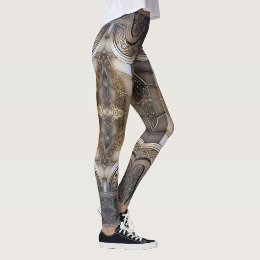 Leggings dessin métallique abstrait d'armure (Droite)
