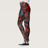 Leggings Dessin orange des carrés alignés sur une base tord (Gauche)
