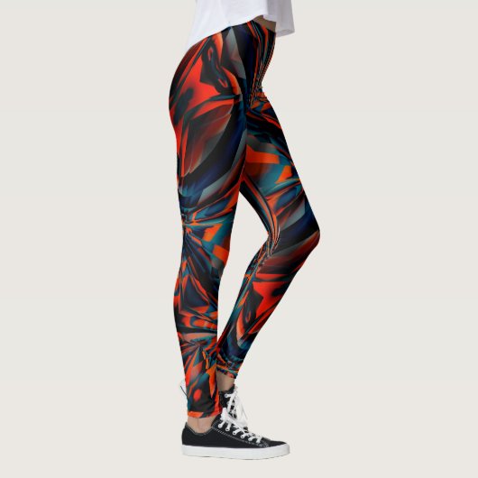 Leggings Dessin orange des carrés alignés sur une base tord (Droite)