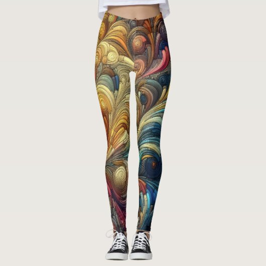 Leggings Dessin Pastel Abstrait Bio Bubbly coloré (Devant)
