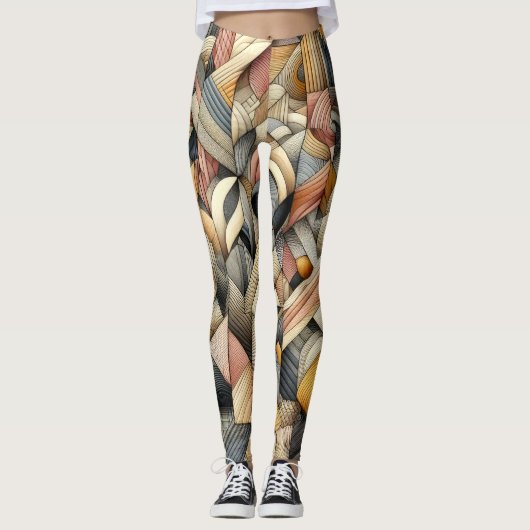Leggings Dessin Pastel Design Abstrait (Devant)