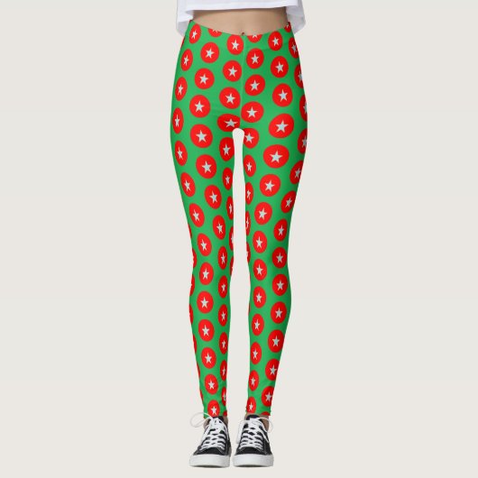 Leggings dessin rouge et vert de Noël (Devant)