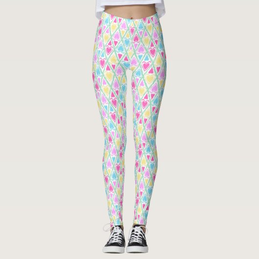 Leggings Dessiner coeur, coeur, amour, Saint Valentin Leggi (Devant)