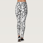 Leggings Dessins de ligne lapin noir et blanc minimal (Dos)