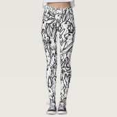 Leggings Dessins de ligne lapin noir et blanc minimal (Devant)