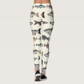 Leggings Dessins de poisson vintages, motif sans soudure. (Dos)