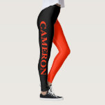 Leggings Deux couleurs tendance | Nom | Black et Scarlet<br><div class="desc">Deux couleurs tendance | Nom personnalisé | Leggings noirs et écarlates</div>