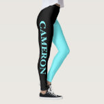 Leggings Deux couleurs tendance | Nom | Noir et bleu électr<br><div class="desc">Deux couleurs tendance | Nom personnalisé | Légendes noires et bleues électriques</div>