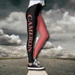 Leggings Deux couleurs tendance | Nom | Orange noir et roui<br><div class="desc">Deux couleurs tendance | Nom personnalisé | Leggings orange noirs et rouillés</div>