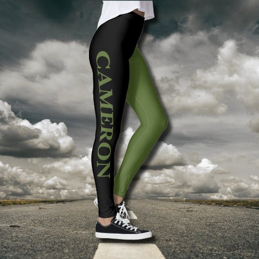 Leggings Deux couleurs tendance | Nom | Vert noir et olive