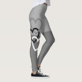 Leggings Deux tons gris avec des jambes de coeur (Droite)