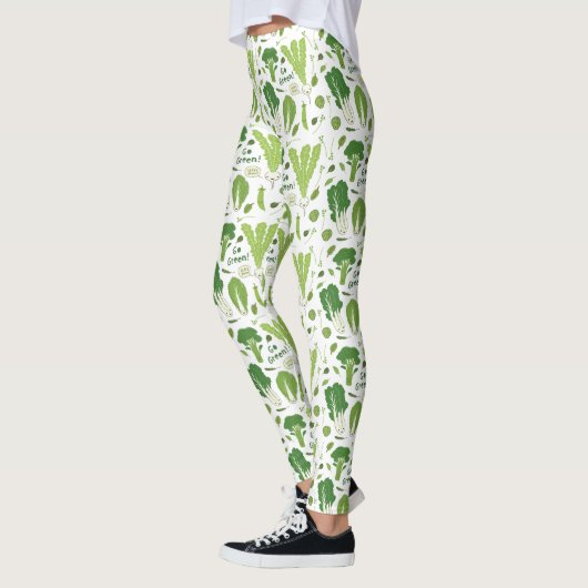 Leggings Devenez écolo ! Vert feuillu ! Légume heureux de (Gauche)