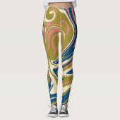 Leggings Déversement - Bleu, Vert olive, Rose et Crème (Devant)