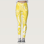 Leggings Déversement - Citron jaune et blanc (Devant)