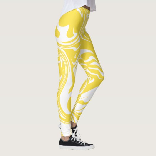 Leggings Déversement - Citron jaune et blanc (Droite)