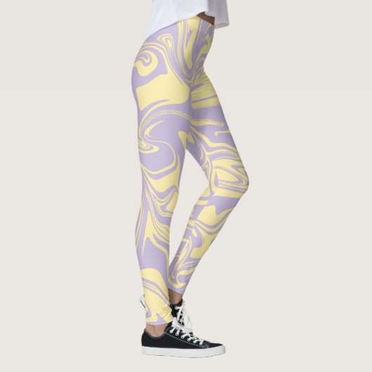 Leggings Déversement - Pastel Jaune et Violet (Droite)