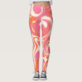 Leggings Déversement - rose, orange et crème (Devant)