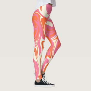 Leggings Déversement - rose, orange et crème