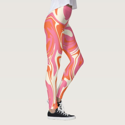 Leggings Déversement - rose, orange et crème (Droite)