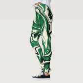 Leggings Déversement - vert, crème et noir (Gauche)