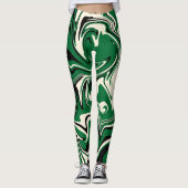 Leggings Déversement - vert, crème et noir (Devant)