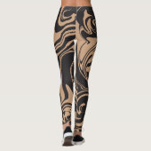 Leggings Déverser dans Tan et Noir rétro, tourbillon de mar (Dos)
