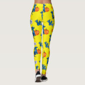 Leggings d'Halloween jaune - Chat noir et Citrouil (Dos)