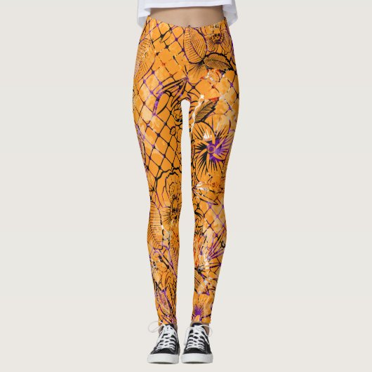 Leggings d'Halloween Motif orange (Devant)