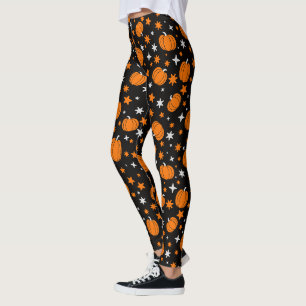 Leggings d'Halloween noir avec de mignons Citrouil