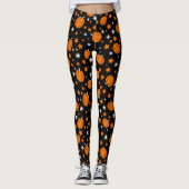 Leggings d'Halloween noir avec de mignons Citrouil (Devant)