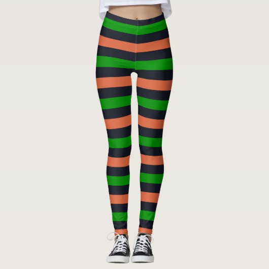 Leggings d'Halloween noirs verts (Devant)