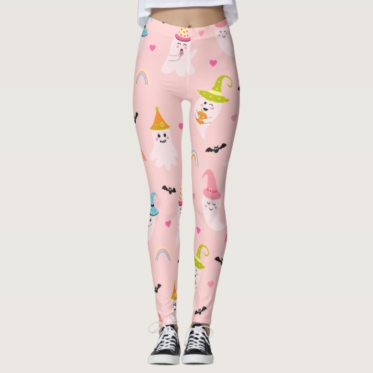 Leggings d'Halloween rose (Devant)