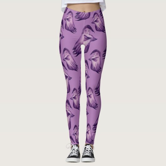 Leggings d'Halloween violet - Ghosts Goblins Motif (Devant)