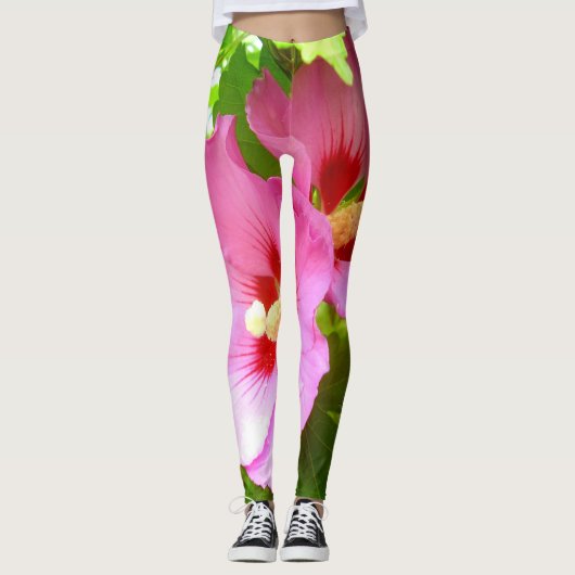 Leggings d'Hibiscus rose (Devant)