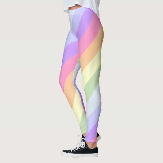 Leggings Diagonal Pastel Rainbow Stripes (Gauche)