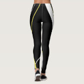 Leggings Diagonal Yellow Stripes Motif noir et blanc (Dos)