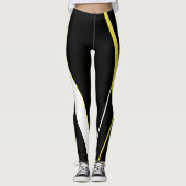 Leggings Diagonal Yellow Stripes Motif noir et blanc (Devant)