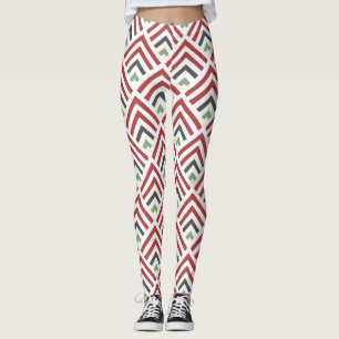 Leggings Diagonale classique géométrique zigzag bordeaux bl