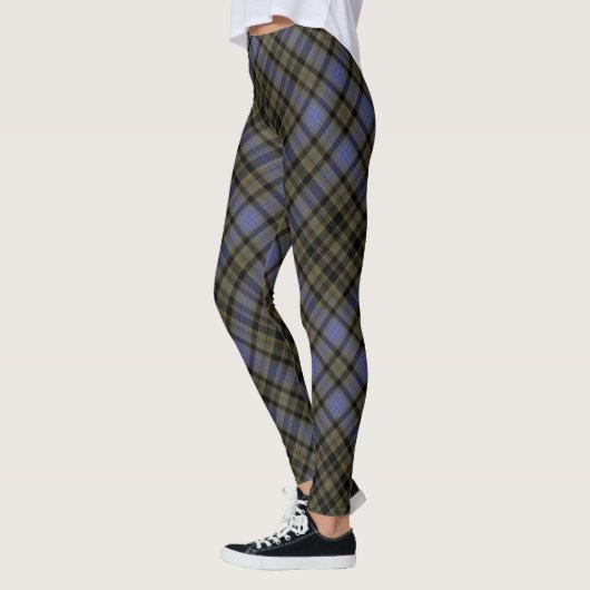 Leggings Diagonale noire olive de plaid de tartan de mûre (Gauche)