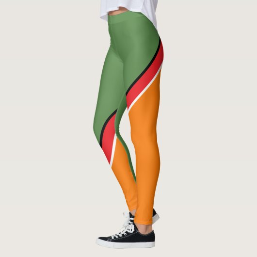 Leggings Diagonale orange, verte et rouge (Gauche)