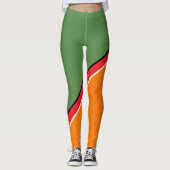 Leggings Diagonale orange, verte et rouge (Devant)
