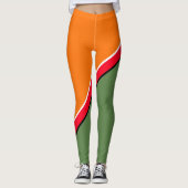 Leggings Diagonale orange, verte et rouge (Devant)
