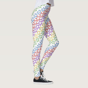 Leggings - diagonale strengen van gekleurde sterre