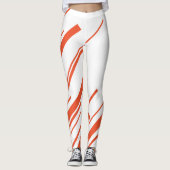 Leggings Diagonales en orange et blanc (Devant)