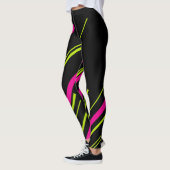 Leggings Diagonales en vert citron, rose et noir (Gauche)