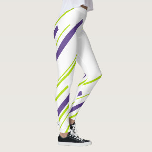 Leggings Diagonales en vert citron vert et violet
