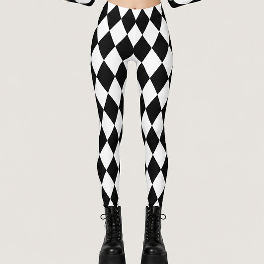 Leggings Diamant gothique de bouffon noir et blanc