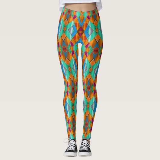 Leggings Diamants Arlequins Modernes - Gras Lumineux (Devant)