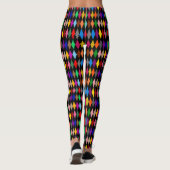Leggings Diamants Harlequin Colorés Design Noir (Dos)
