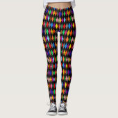 Leggings Diamants Harlequin Colorés Design Noir (Devant)